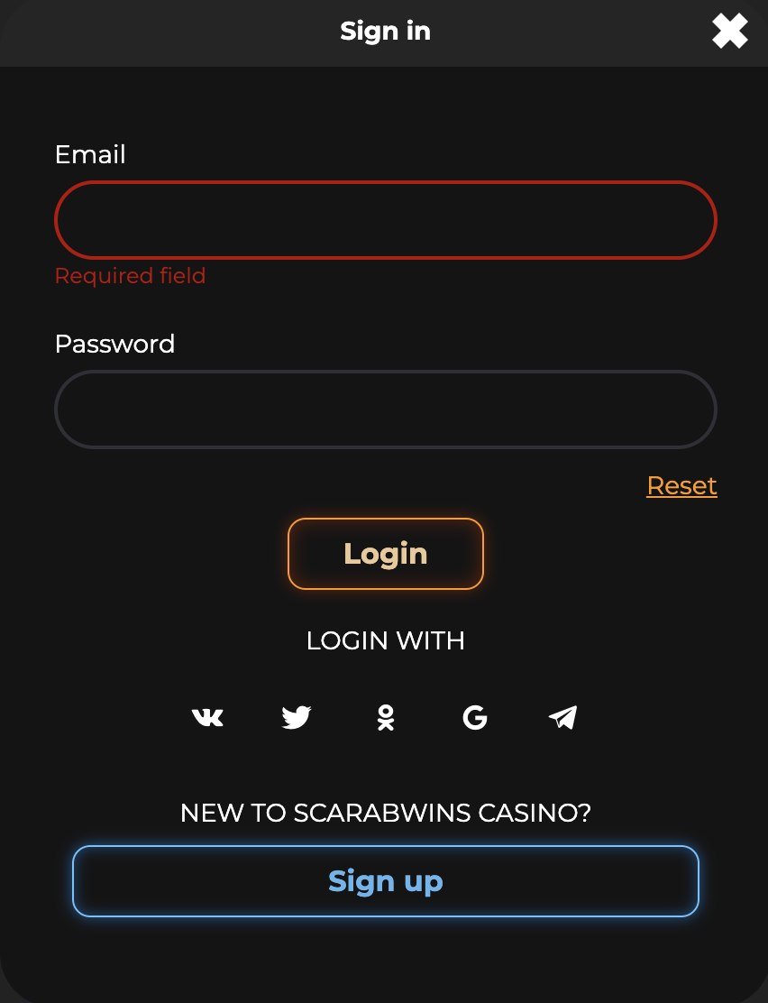 Scarab Wins Casino Login
